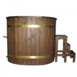 Купель для бани и сауны *SIMОNА* овальная, 100*80, высота 100 см, полипропилен с деревянным сидением